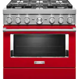 KitchenAid - 5.1 Cu. Ft. Freestanding Dual Fuel True Convection Range with Self-Cleaning - Passion Red