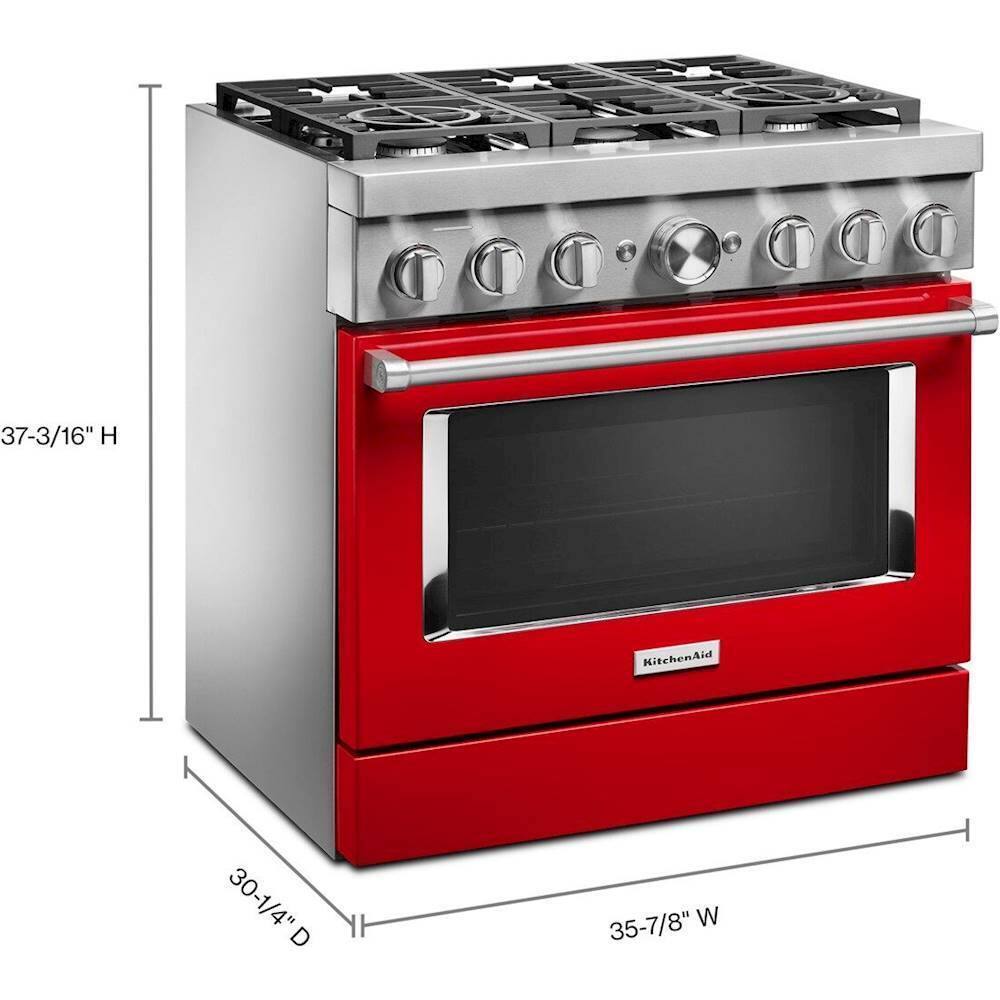 Alt View 12. KitchenAid - 5.1 Cu. Ft. Freestanding Dual Fuel True Convection Range with Self-Cleaning - Passion Red.