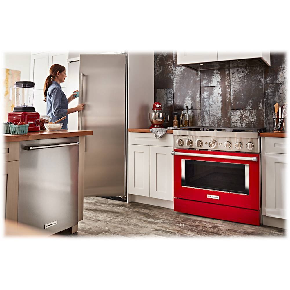 Alt View 19. KitchenAid - 5.1 Cu. Ft. Freestanding Dual Fuel True Convection Range with Self-Cleaning - Passion Red.