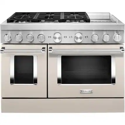 Front. KitchenAid - Commercial-Style 6.3 Cu. Ft. Freestanding Double Oven Dual-Fuel True Convection Range with Self-Cleaning - Milkshake.