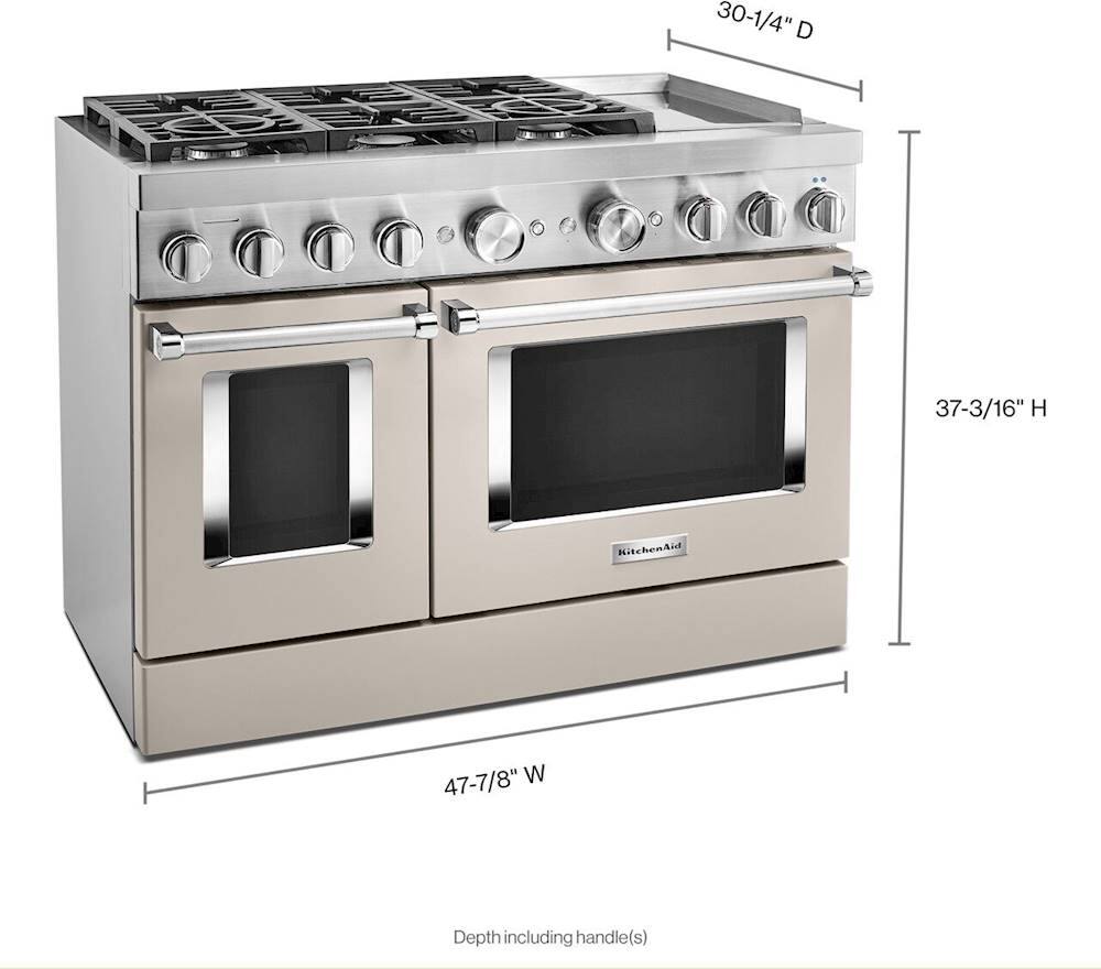Alt View 18. KitchenAid - Commercial-Style 6.3 Cu. Ft. Freestanding Double Oven Dual-Fuel True Convection Range with Self-Cleaning - Milkshake.