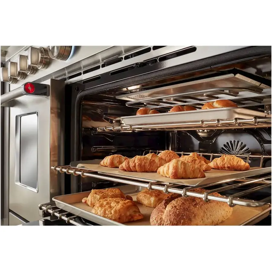 Alt View 13. KitchenAid - Commercial-Style 6.3 Cu. Ft. Freestanding Double Oven Dual-Fuel True Convection Range with Self-Cleaning - Stainless steel.
