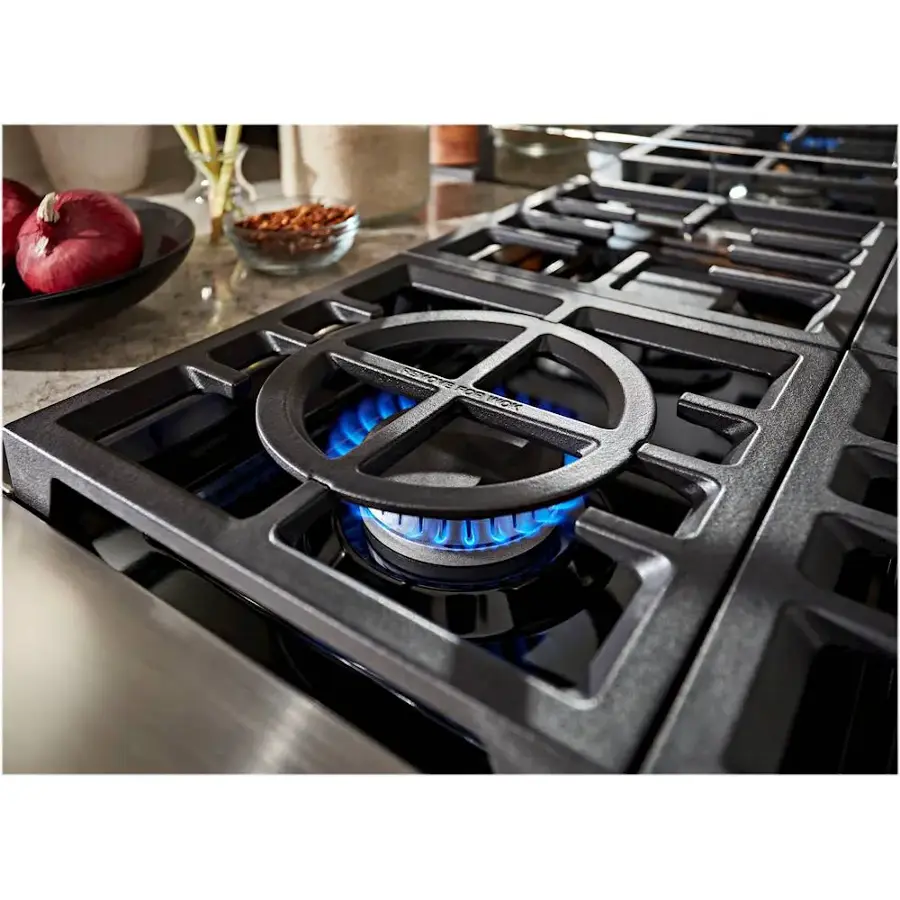 Alt View 14. KitchenAid - Commercial-Style 6.3 Cu. Ft. Freestanding Double Oven Dual-Fuel True Convection Range with Self-Cleaning - Stainless steel.