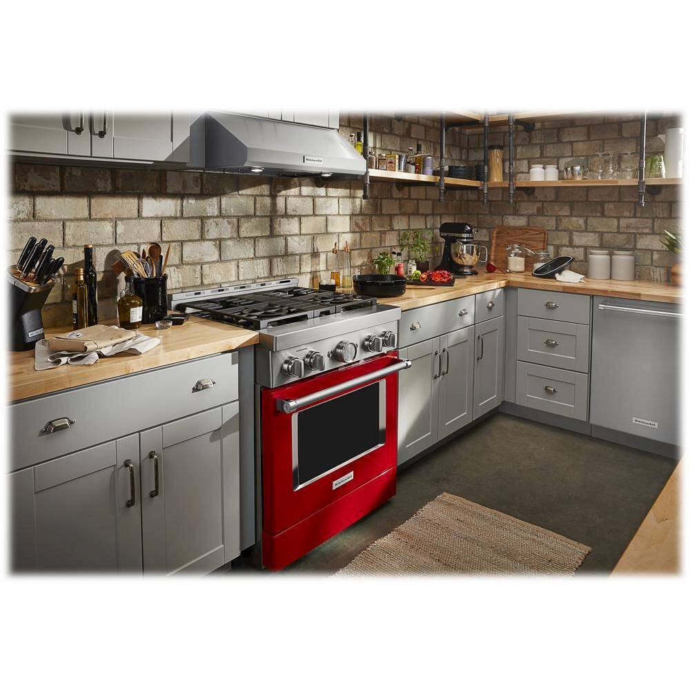 Alt View 14. KitchenAid - 4.1 Cu. Ft. Freestanding Dual Fuel True Convection Range with Self-Cleaning - Passion Red.