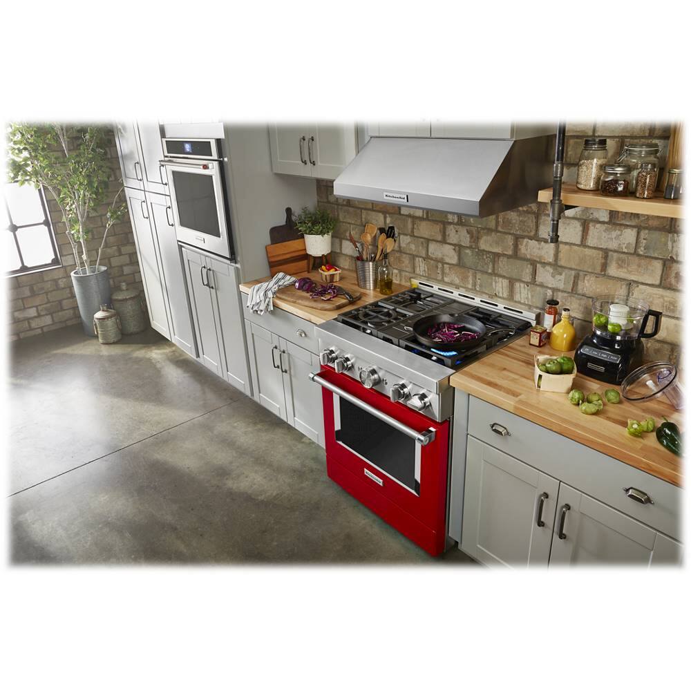 Alt View 15. KitchenAid - 4.1 Cu. Ft. Freestanding Dual Fuel True Convection Range with Self-Cleaning - Passion Red.