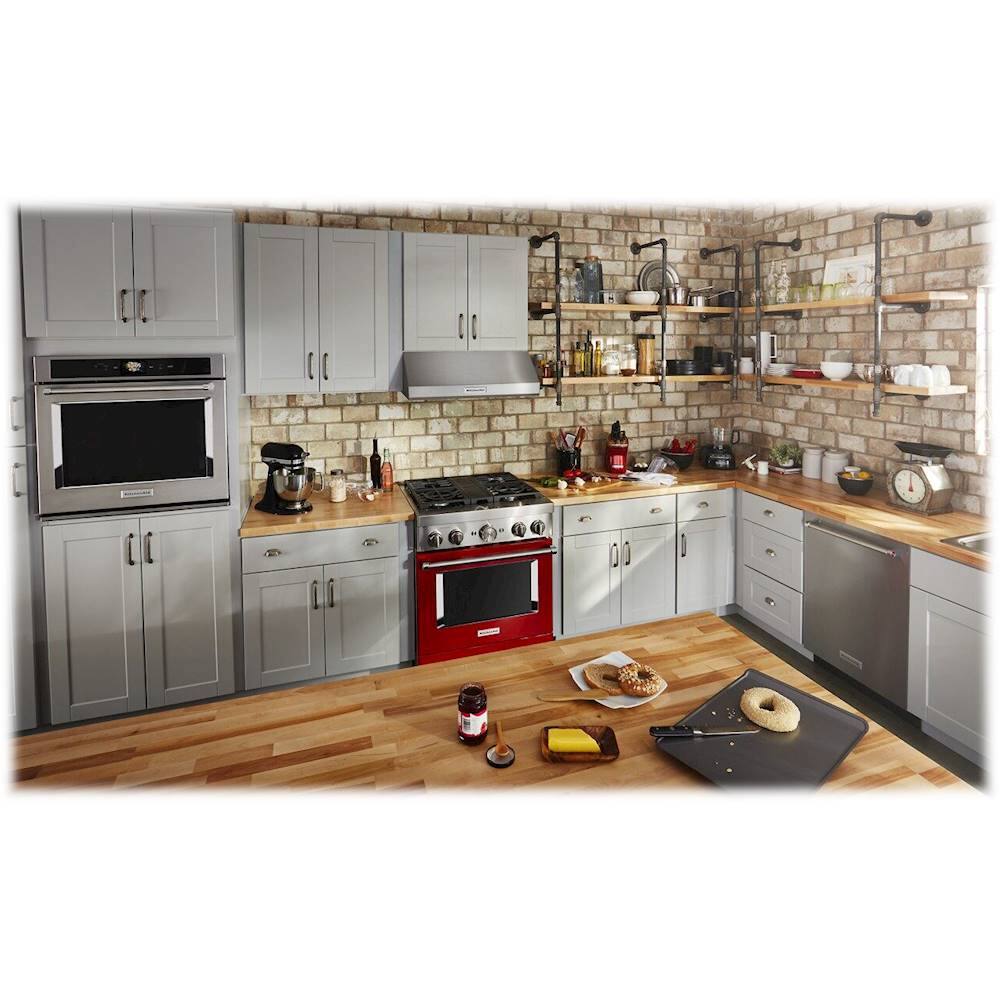 Alt View 16. KitchenAid - 4.1 Cu. Ft. Freestanding Dual Fuel True Convection Range with Self-Cleaning - Passion Red.