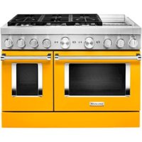 KitchenAid - Commercial-Style 6.3 Cu. Ft. Freestanding Double Oven Dual-Fuel True Convection Range with Self-Cleaning - Yellow Pepper - Front_Zoom