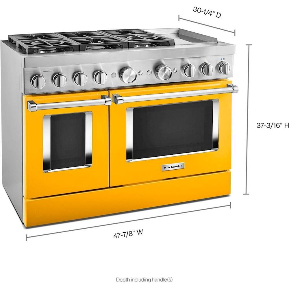 Alt View 18. KitchenAid - Commercial-Style 6.3 Cu. Ft. Freestanding Double Oven Dual-Fuel True Convection Range with Self-Cleaning - Yellow Pepper.