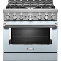 KitchenAid - Commercial-Style 5.1 Cu. Ft. Slide-In Gas True Convection Range with Self-Cleaning - Misty Blue - Front_Zoom