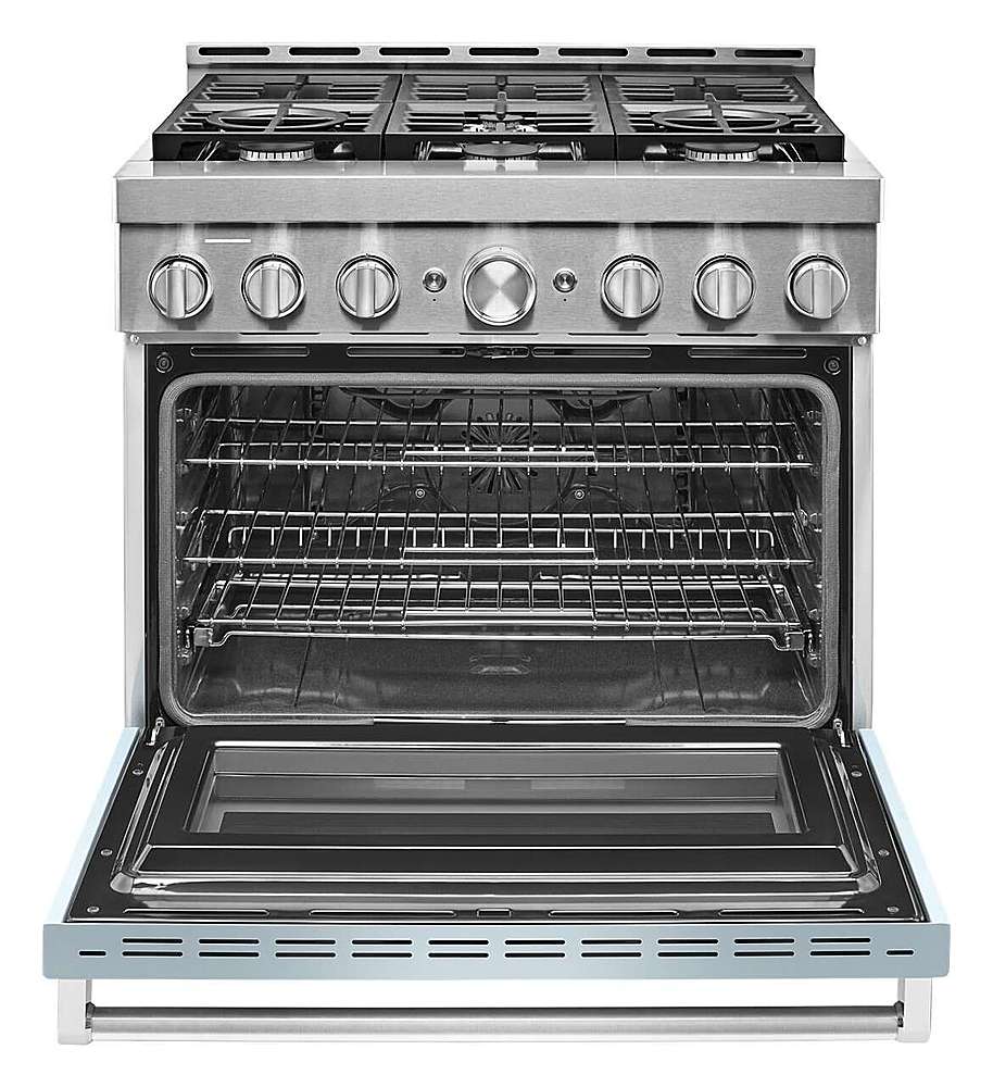 Alt View 14. KitchenAid - Commercial-Style 5.1 Cu. Ft. Slide-In Gas True Convection Range with Self-Cleaning - Misty Blue.