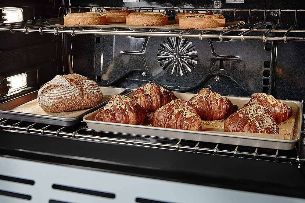 Alt View 18. KitchenAid - Commercial-Style 5.1 Cu. Ft. Slide-In Gas True Convection Range with Self-Cleaning - Misty Blue.