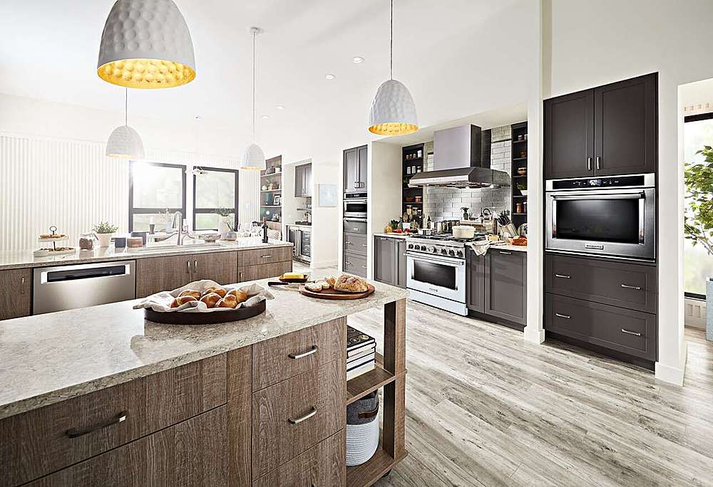 Alt View 20. KitchenAid - Commercial-Style 5.1 Cu. Ft. Slide-In Gas True Convection Range with Self-Cleaning - Misty Blue.