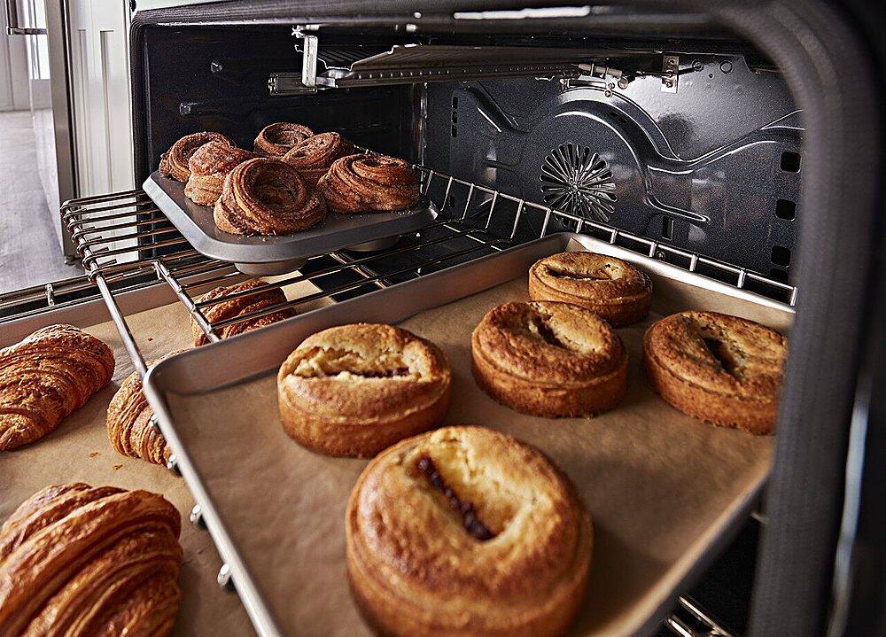 Alt View 21. KitchenAid - Commercial-Style 5.1 Cu. Ft. Slide-In Gas True Convection Range with Self-Cleaning - Misty Blue.