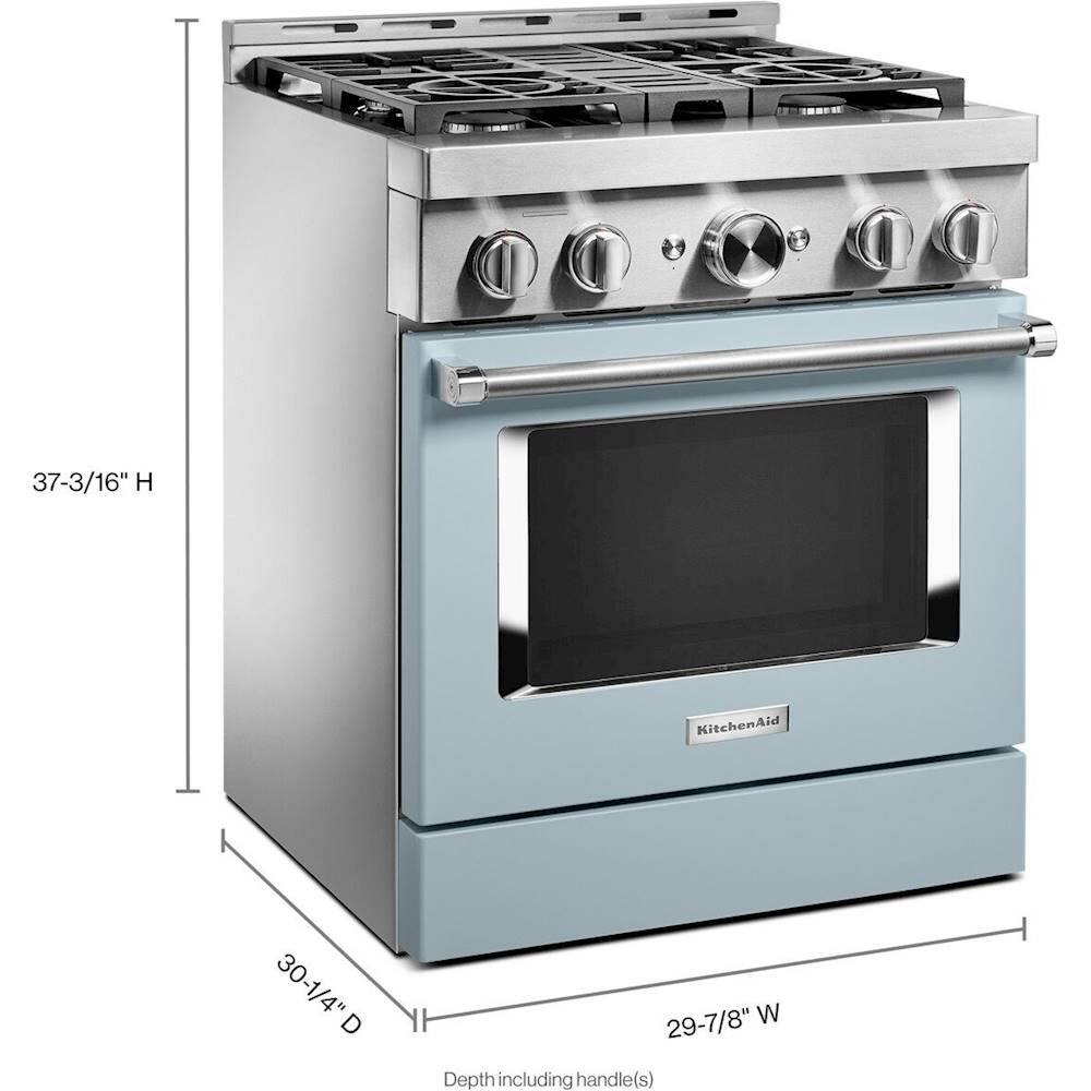 Alt View 15. KitchenAid - Commercial-Style 4.1 Cu. Ft. Slide-In Gas True Convection Range with Self-Cleaning - Misty Blue.