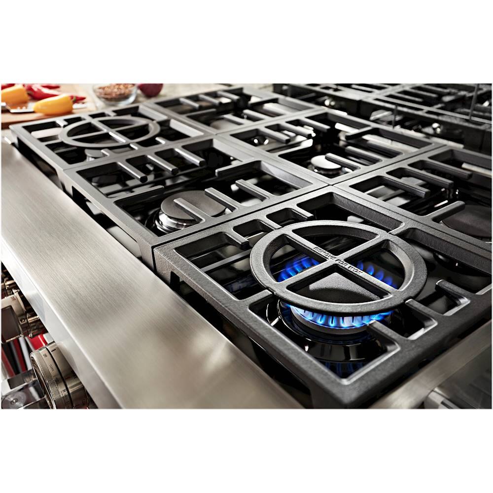 Alt View 12. KitchenAid - Commercial-Style 6.3 Cu. Ft. Freestanding Double Oven Dual-Fuel True Convection Range with Self-Cleaning - Passion Red.