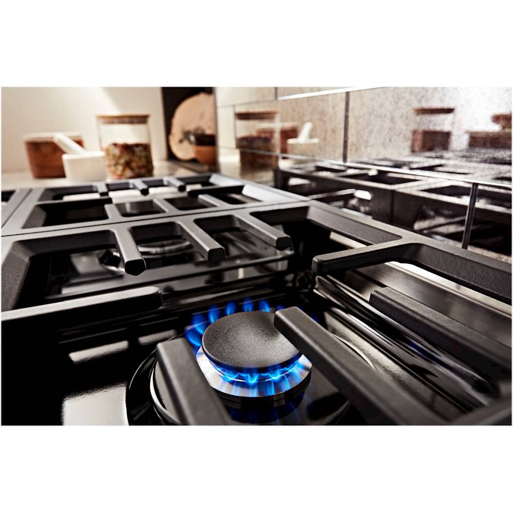 Alt View 13. KitchenAid - Commercial-Style 6.3 Cu. Ft. Freestanding Double Oven Dual-Fuel True Convection Range with Self-Cleaning - Passion Red.