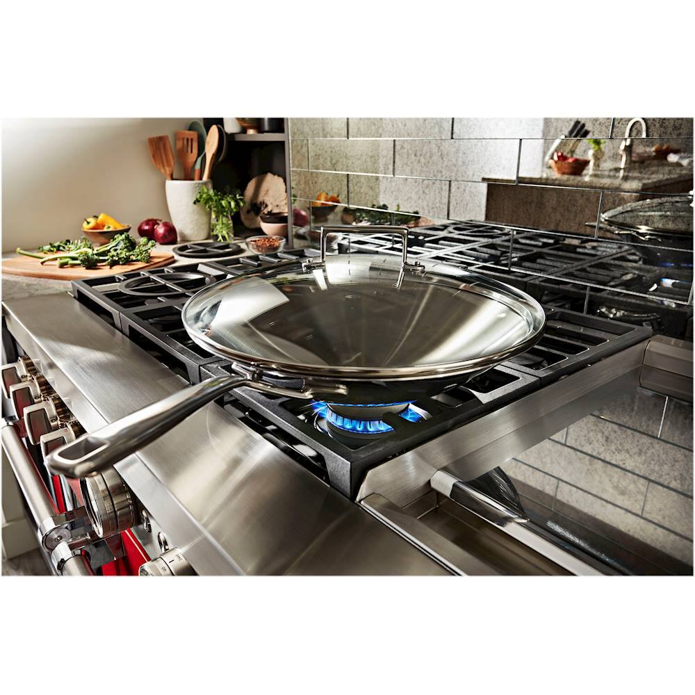 Alt View 14. KitchenAid - Commercial-Style 6.3 Cu. Ft. Freestanding Double Oven Dual-Fuel True Convection Range with Self-Cleaning - Passion Red.