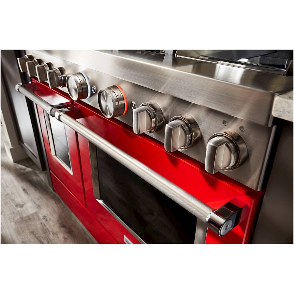 Alt View 15. KitchenAid - Commercial-Style 6.3 Cu. Ft. Freestanding Double Oven Dual-Fuel True Convection Range with Self-Cleaning - Passion Red.