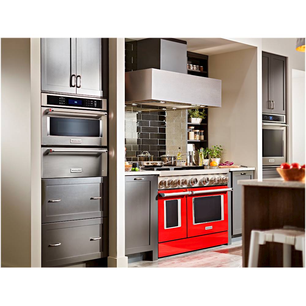 Alt View 17. KitchenAid - Commercial-Style 6.3 Cu. Ft. Freestanding Double Oven Dual-Fuel True Convection Range with Self-Cleaning - Passion Red.