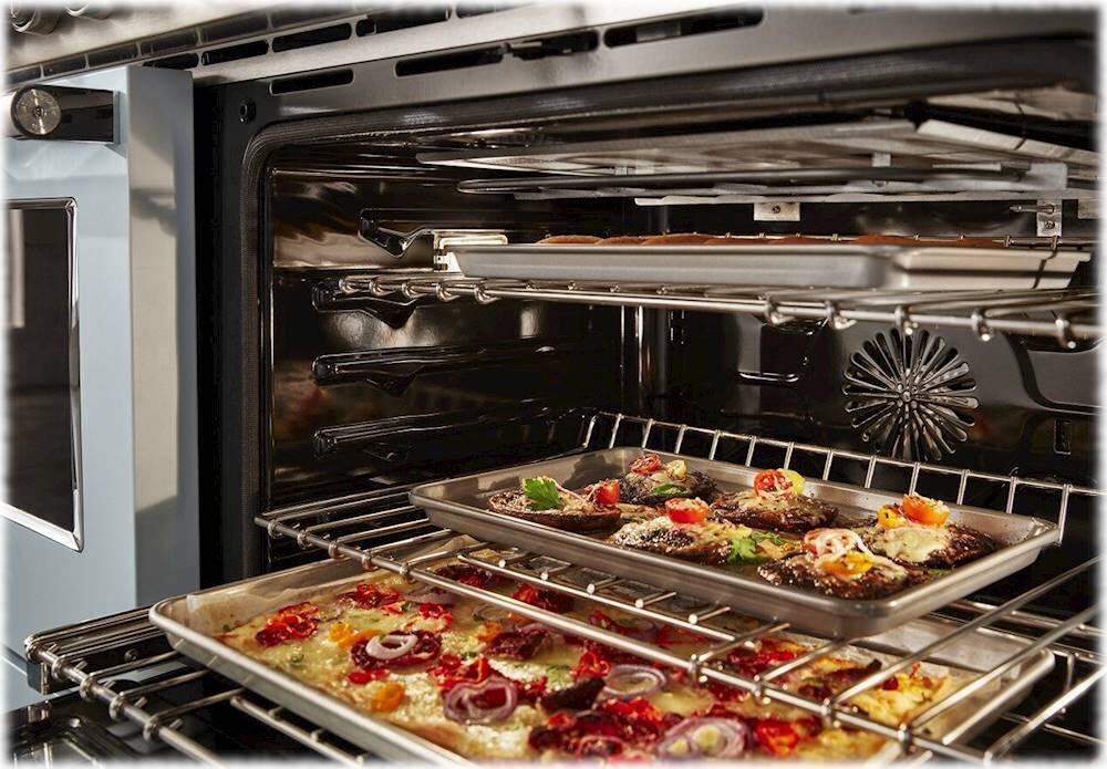 Alt View 15. KitchenAid - Commercial-Style 6.3 Cu. Ft. Freestanding Double Oven Dual-Fuel True Convection Range with Self-Cleaning - Misty Blue.