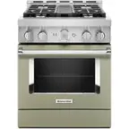 Front. KitchenAid - Commercial-Style 4.1 Cu. Ft. Slide-In Gas True Convection Range with Self-Cleaning - Avocado Cream.