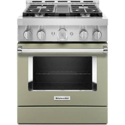 KitchenAid - Commercial-Style 4.1 Cu. Ft. Slide-In Gas True Convection Range with Self-Cleaning - Avocado Cream - Front_Zoom