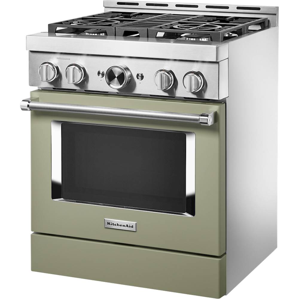 Left View: KitchenAid - Commercial-Style 4.1 Cu. Ft. Slide-In Gas True Convection Range with Self-Cleaning - Yellow pepper
