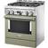 Left. KitchenAid - Commercial-Style 4.1 Cu. Ft. Slide-In Gas True Convection Range with Self-Cleaning - Avocado Cream.