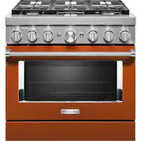 KitchenAid - 5.1 Cu. Ft. Freestanding Dual Fuel True Convection Range with Self-Cleaning - Scorched Orange - Front_Zoom