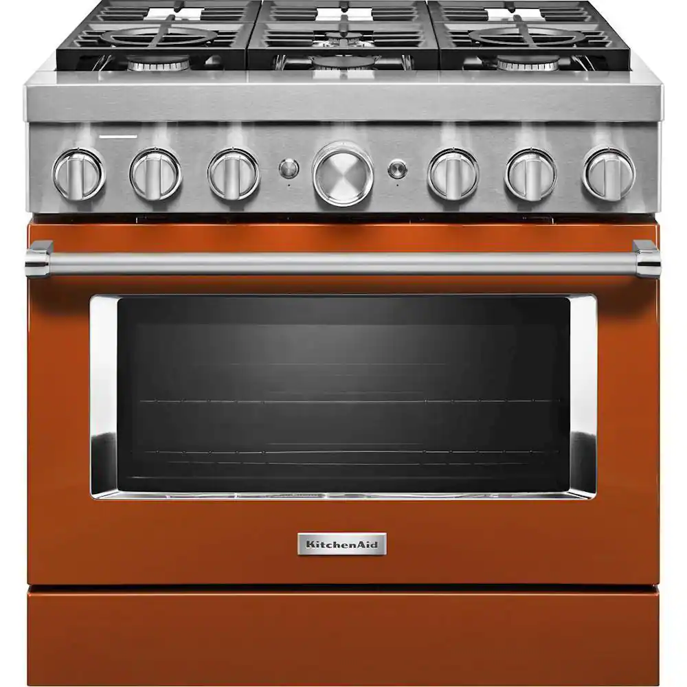 Front. KitchenAid - 5.1 Cu. Ft. Freestanding Dual Fuel True Convection Range with Self-Cleaning - Scorched Orange.