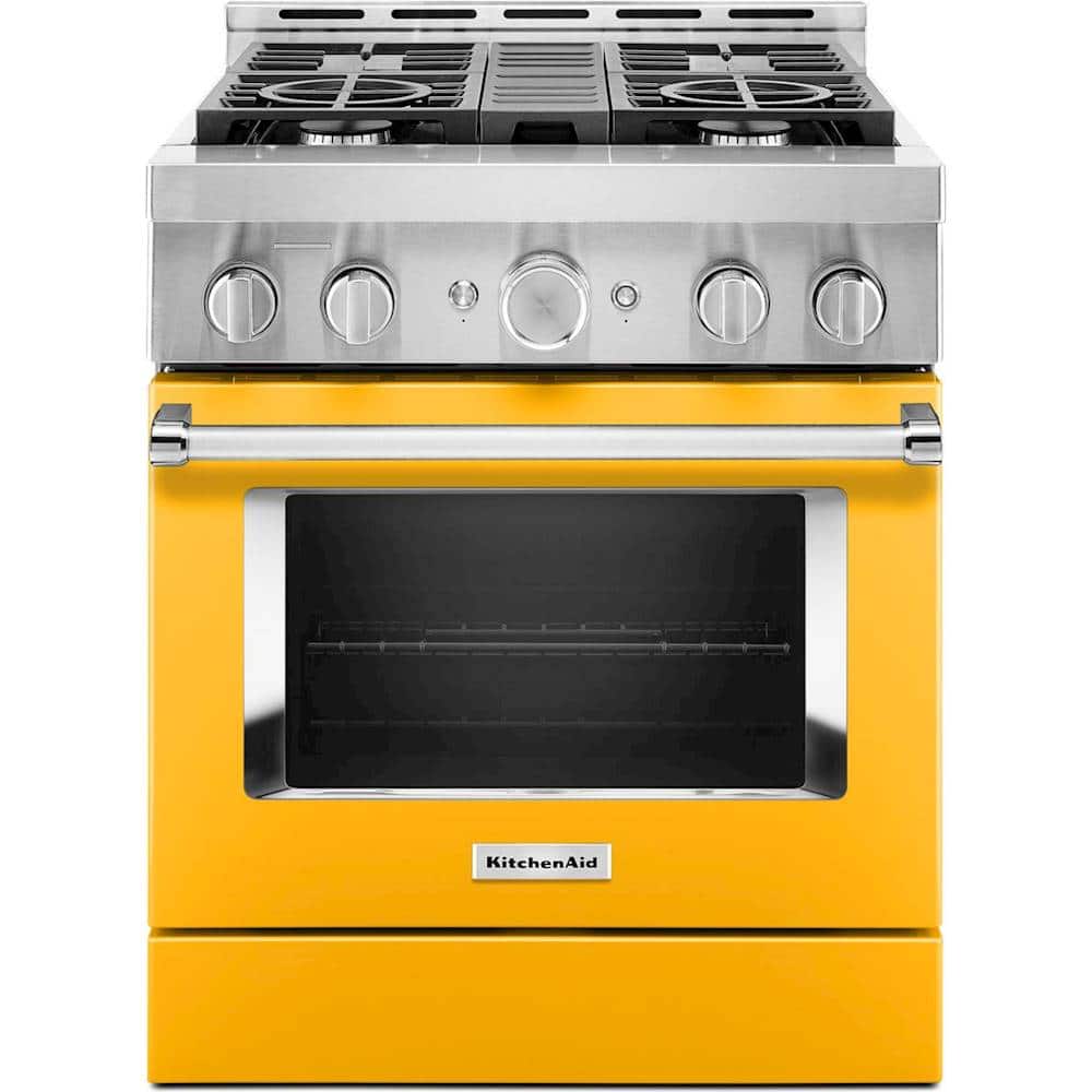 Front. KitchenAid - Commercial-Style 4.1 Cu. Ft. Slide-In Gas True Convection Range with Self-Cleaning - Yellow Pepper.