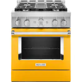 KitchenAid - Commercial-Style 4.1 Cu. Ft. Slide-In Gas True Convection Range with Self-Cleaning - Yellow Pepper