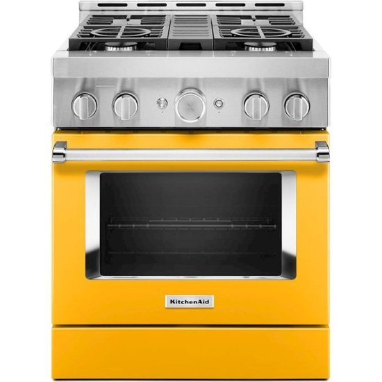 KitchenAid – Commercial-Style 4.1 Cu. Ft. Slide-In Gas True Convection Range with Self-Cleaning – Yellow Pepper