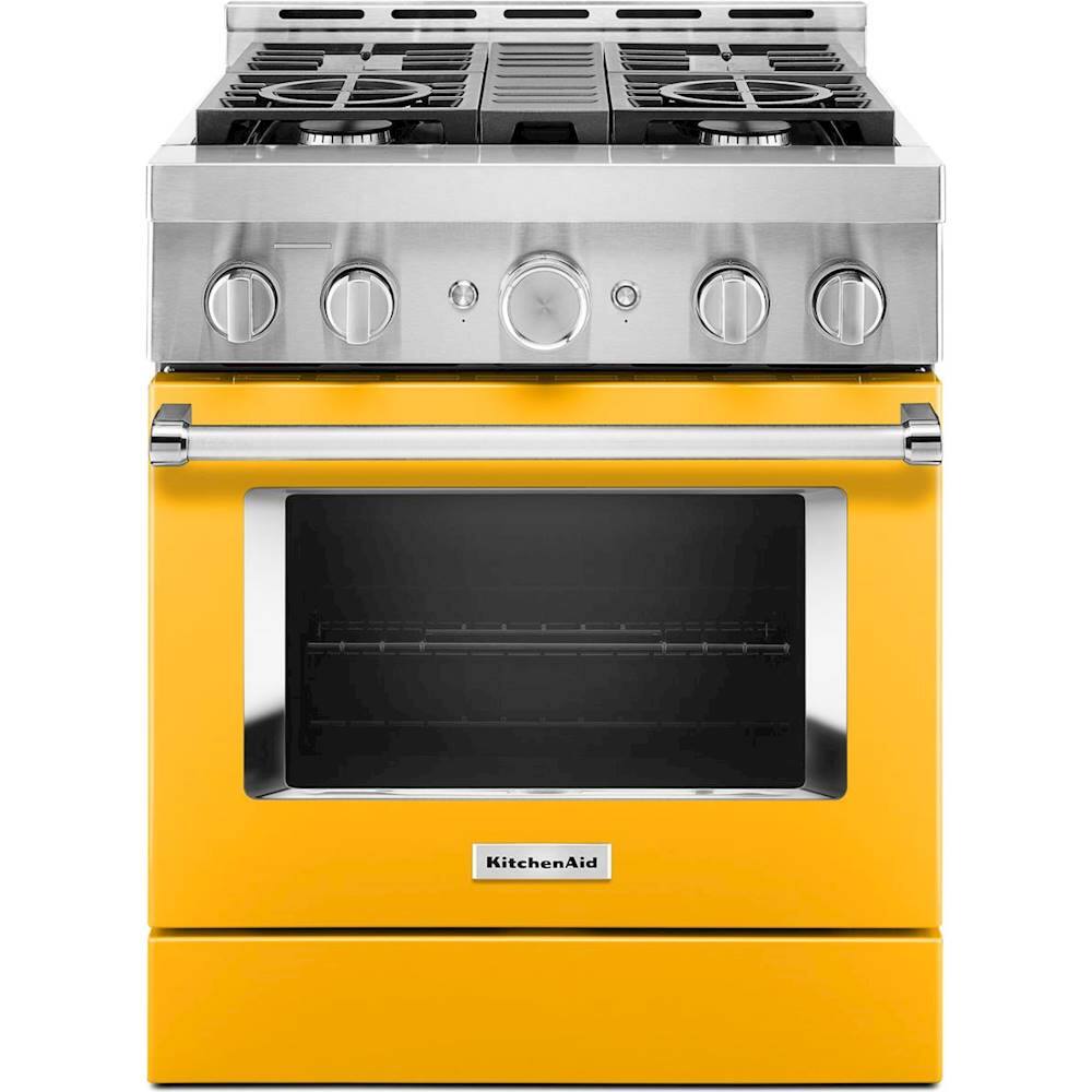 Front. KitchenAid - Commercial-Style 4.1 Cu. Ft. Slide-In Gas True Convection Range with Self-Cleaning - Yellow Pepper.