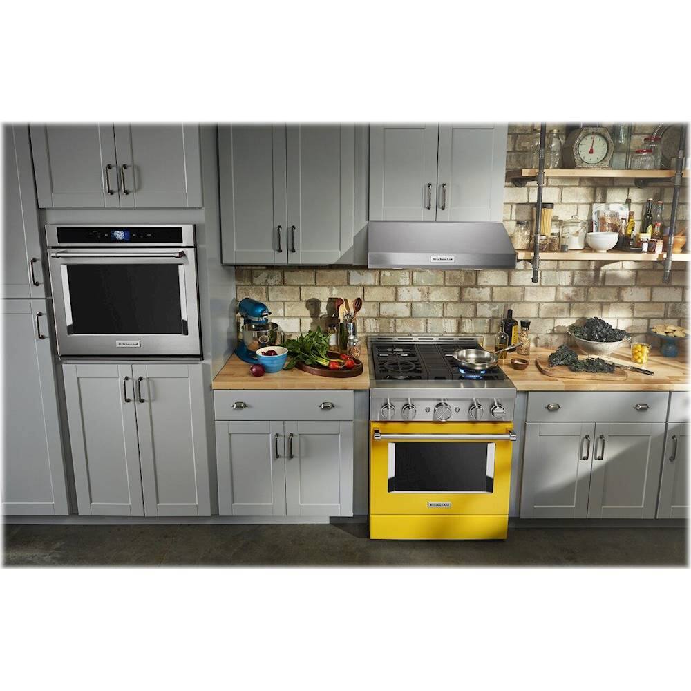Alt View 14. KitchenAid - Commercial-Style 4.1 Cu. Ft. Slide-In Gas True Convection Range with Self-Cleaning - Yellow Pepper.