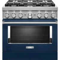KitchenAid - 5.1 Cu. Ft. Freestanding Dual Fuel True Convection Range with Self-Cleaning - Ink Blue - Front_Zoom