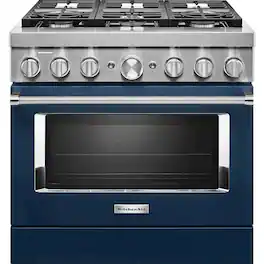 KitchenAid - 5.1 Cu. Ft. Freestanding Dual Fuel True Convection Range with Self-Cleaning - Ink Blue