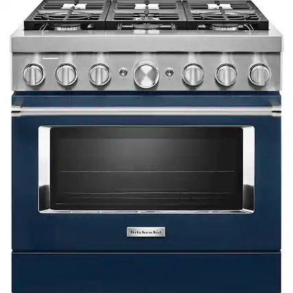 Front. KitchenAid - 5.1 Cu. Ft. Freestanding Dual Fuel True Convection Range with Self-Cleaning - Ink Blue.