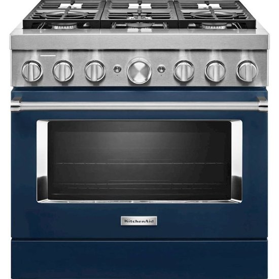 KitchenAid – 5.1 Cu. Ft. Freestanding Dual Fuel True Convection Range with Self-Cleaning – Ink Blue
