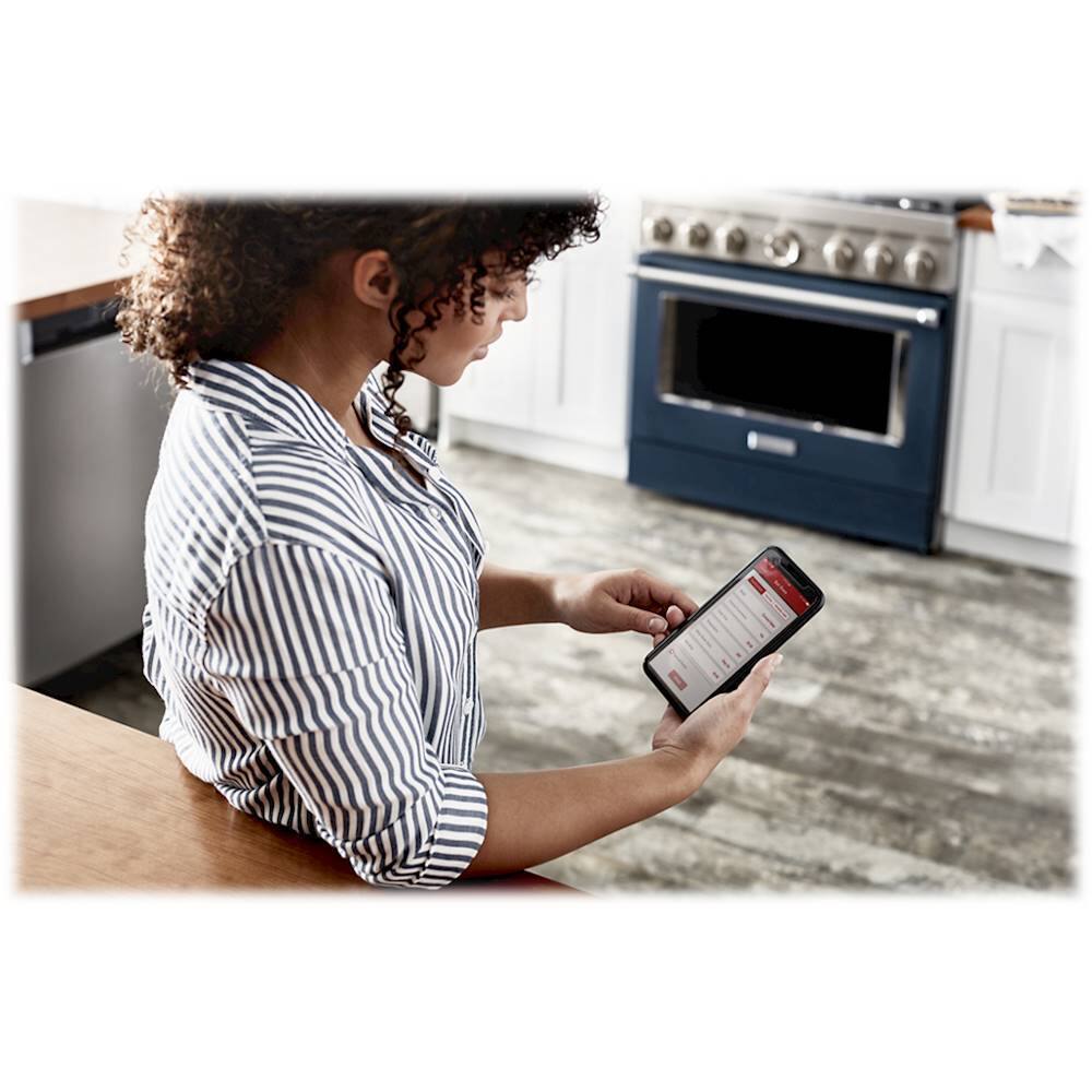 Alt View 20. KitchenAid - 5.1 Cu. Ft. Freestanding Dual Fuel True Convection Range with Self-Cleaning - Ink Blue.