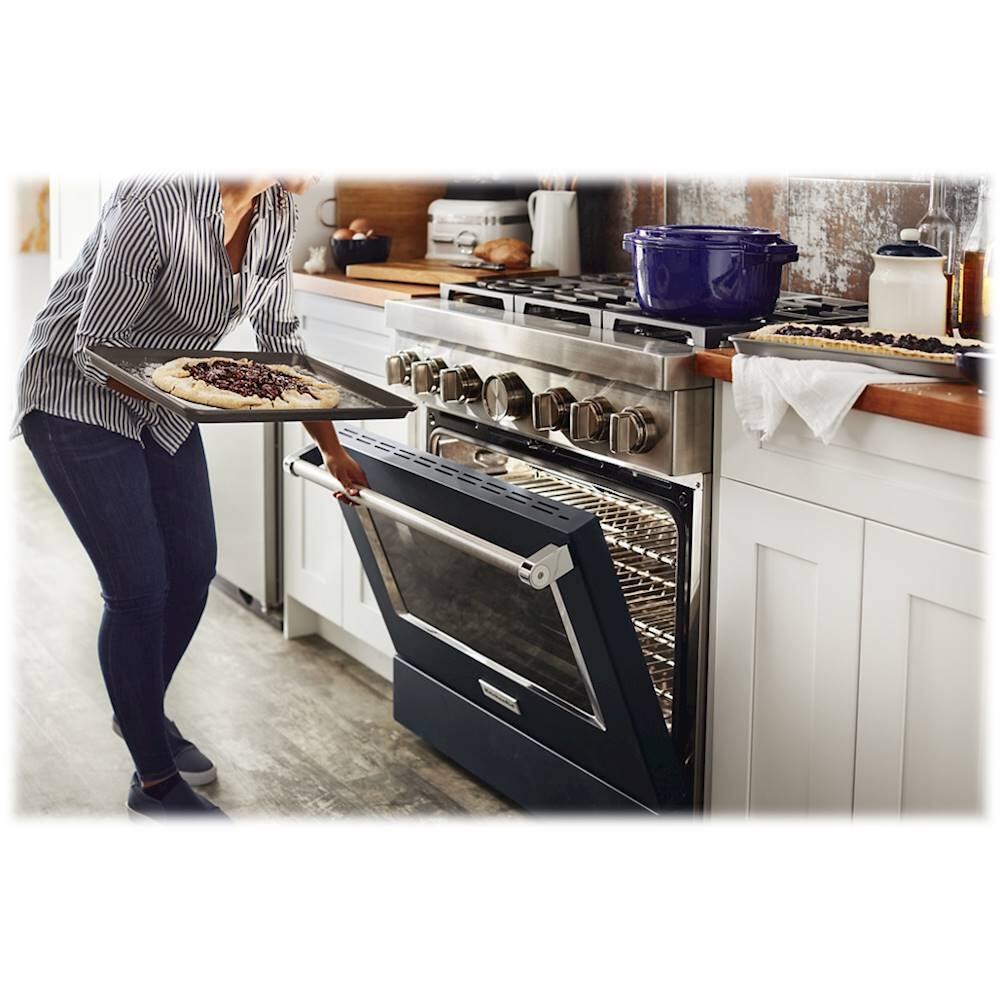 Alt View 23. KitchenAid - 5.1 Cu. Ft. Freestanding Dual Fuel True Convection Range with Self-Cleaning - Ink Blue.