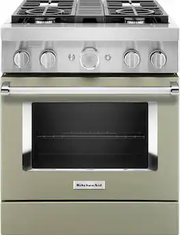 KitchenAid - 4.1 Cu. Ft. Freestanding Dual Fuel True Convection Range with Self-Cleaning - Avocado Cream