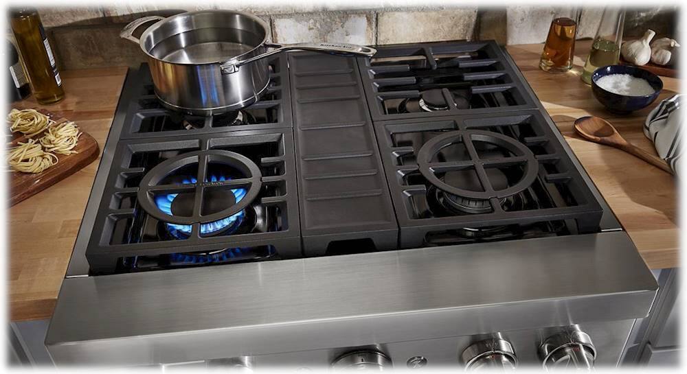 Alt View 11. KitchenAid - 4.1 Cu. Ft. Freestanding Dual Fuel True Convection Range with Self-Cleaning - Avocado Cream.