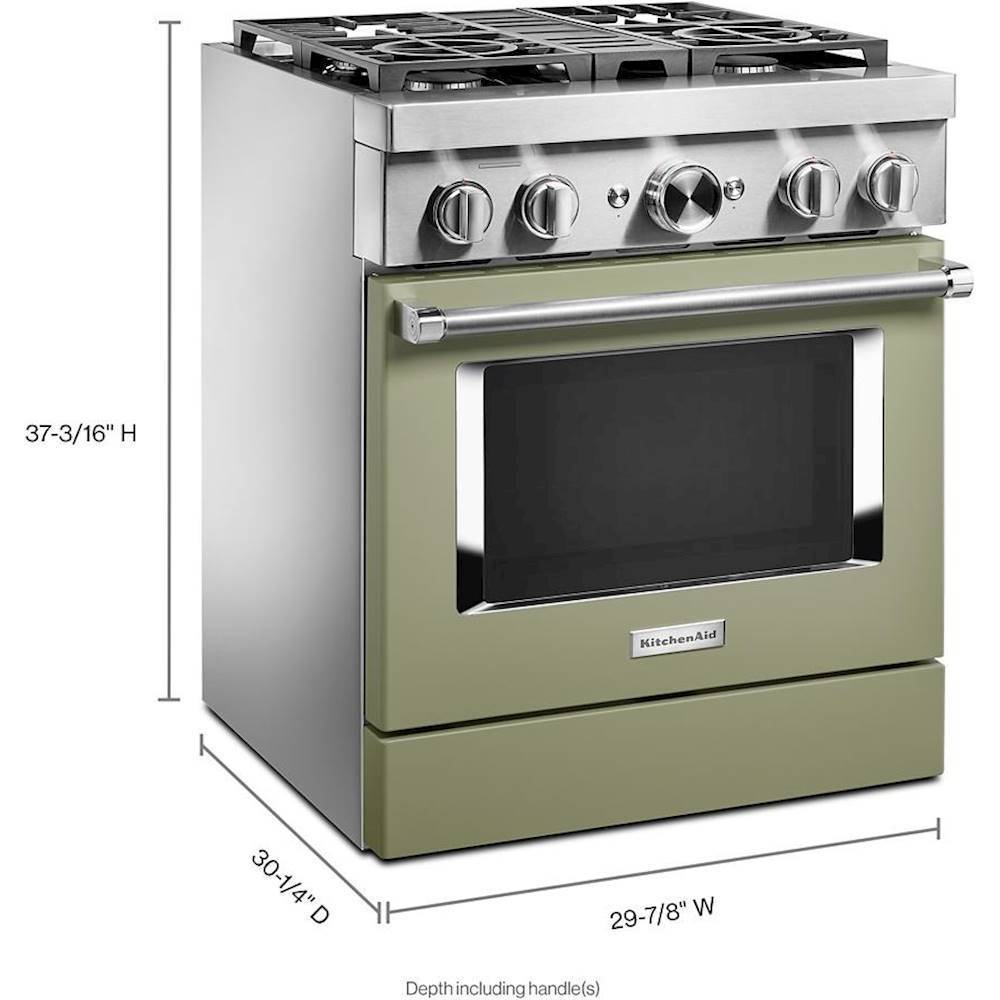 Alt View 12. KitchenAid - 4.1 Cu. Ft. Freestanding Dual Fuel True Convection Range with Self-Cleaning - Avocado Cream.