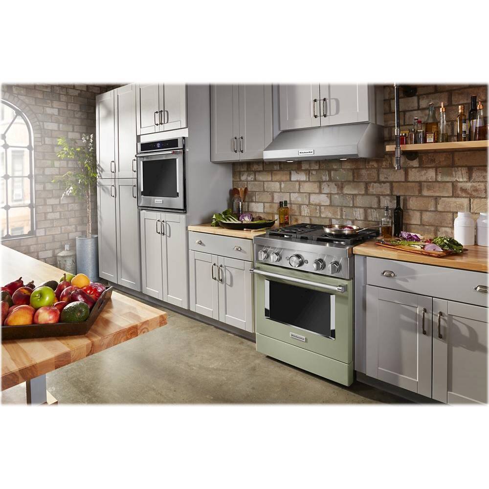 Alt View 15. KitchenAid - 4.1 Cu. Ft. Freestanding Dual Fuel True Convection Range with Self-Cleaning - Avocado Cream.