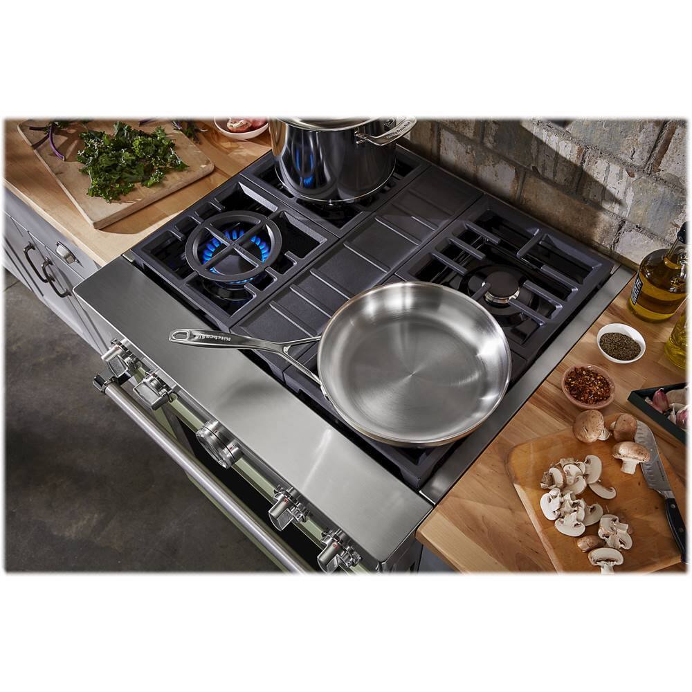 Alt View 16. KitchenAid - 4.1 Cu. Ft. Freestanding Dual Fuel True Convection Range with Self-Cleaning - Avocado Cream.