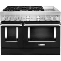 KitchenAid - Commercial-Style 6.3 Cu. Ft. Freestanding Double Oven Dual-Fuel True Convection Range with Self-Cleaning - Imperial Black - Front_Zoom