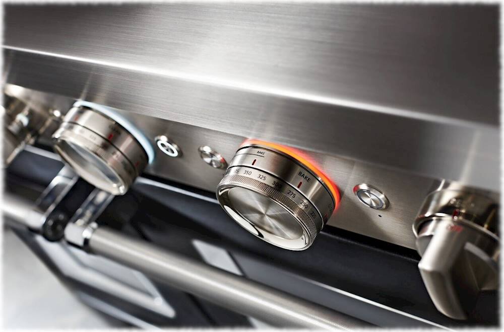 Alt View 14. KitchenAid - Commercial-Style 6.3 Cu. Ft. Freestanding Double Oven Dual-Fuel True Convection Range with Self-Cleaning - Imperial Black.