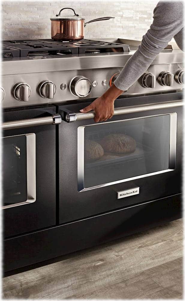 Alt View 17. KitchenAid - Commercial-Style 6.3 Cu. Ft. Freestanding Double Oven Dual-Fuel True Convection Range with Self-Cleaning - Imperial Black.