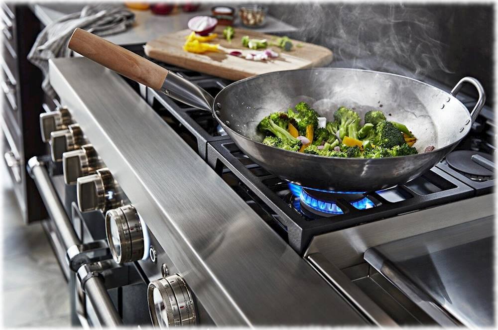 Alt View 18. KitchenAid - Commercial-Style 6.3 Cu. Ft. Freestanding Double Oven Dual-Fuel True Convection Range with Self-Cleaning - Imperial Black.